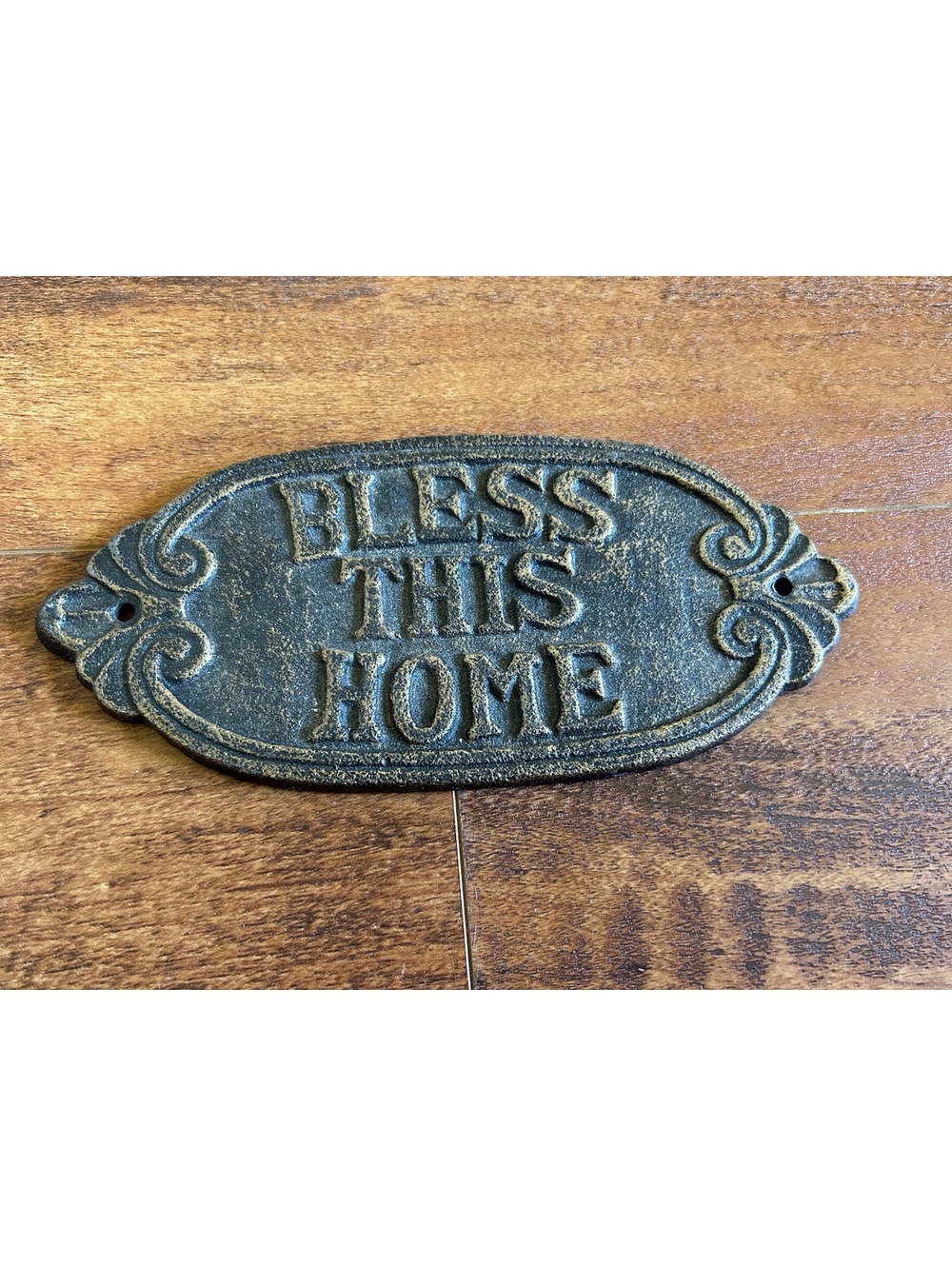 Vintage Style Cast Iron 'Bless This Home' Decorative Plaque Sign